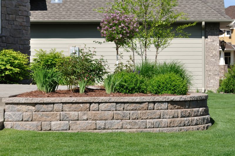Stone Wall with Landscaping